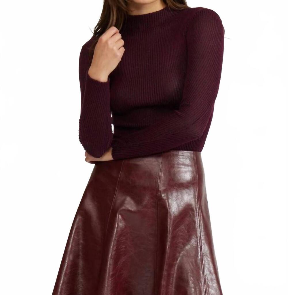 NEW LUCY PARIS pacie knit long sleeve top in burgundy